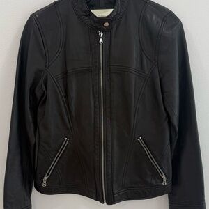 Wilsons Leather Black Zip-Front Moto Jacket